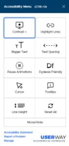 UserWay Accessibility Menu Options